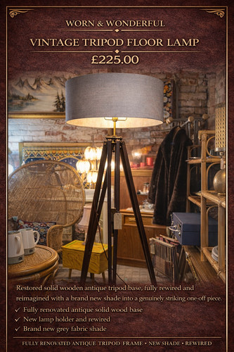 Vintage wooden tripod - vintage, floor