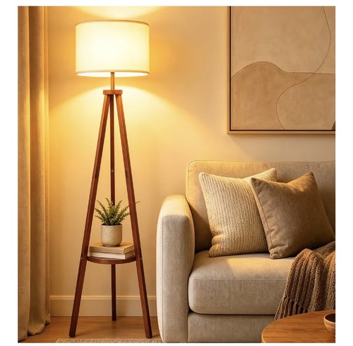 Wooden tripod floor lamp - wooden,