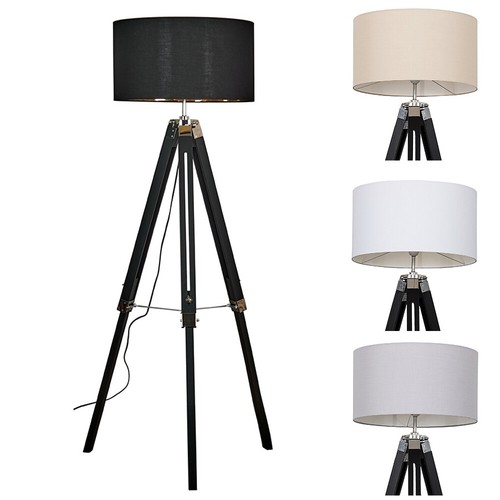 Wooden tripod floor lamp black - wooden,
