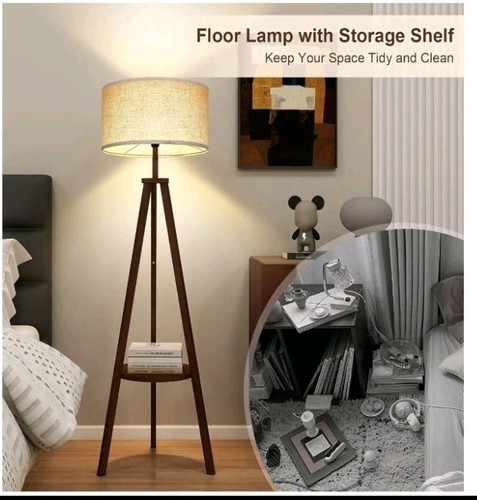 Wooden tripod floor lamp - wooden,