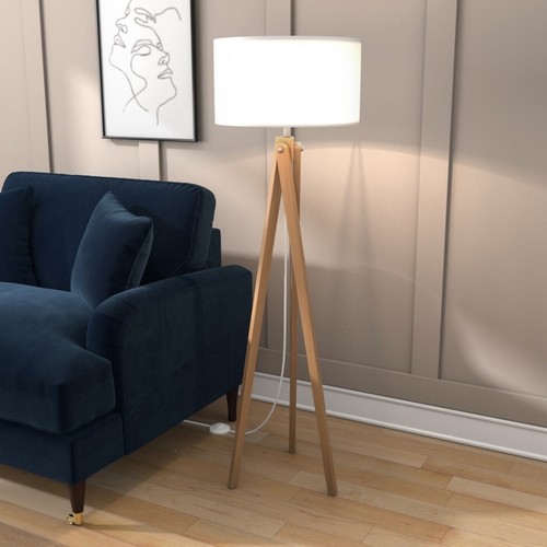 Wooden tripod floor lamp with - floor,
