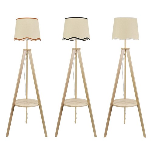 Light wooden tripod floor lamp - light,